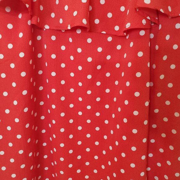 Umgee | Cold Shoulder red Ruffle dot Dress size L - Picture 8 of 12